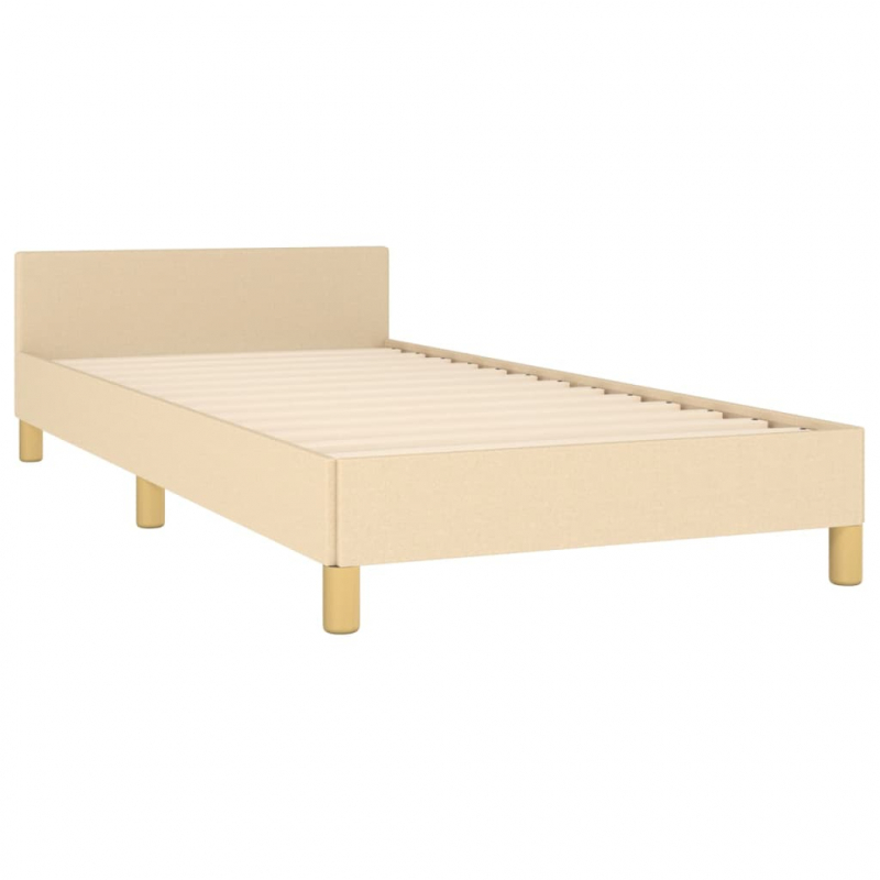 Bettgestell ohne Matratze Creme 90x190 cm Stoff