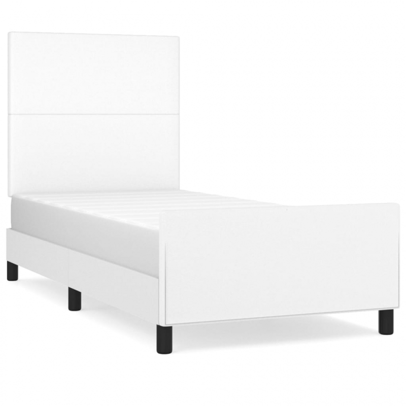 Bettgestell mit Kopfteil Weiß 100x200 cm Kunstleder