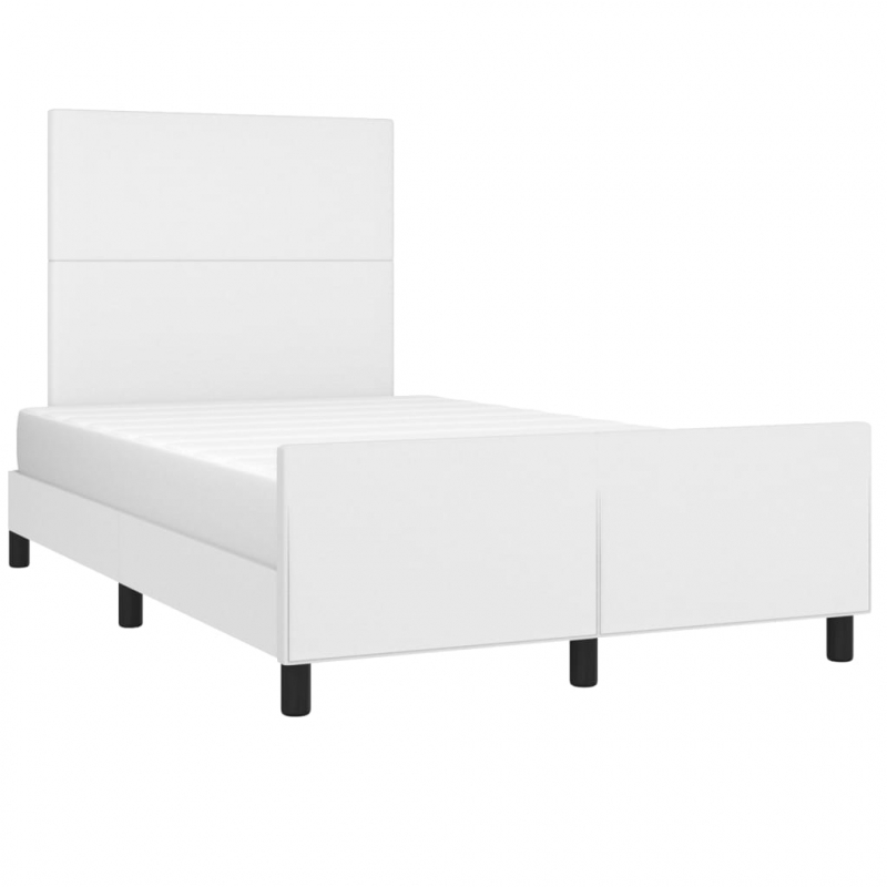 Bettgestell mit Kopfteil Weiß 120x200 cm Kunstleder