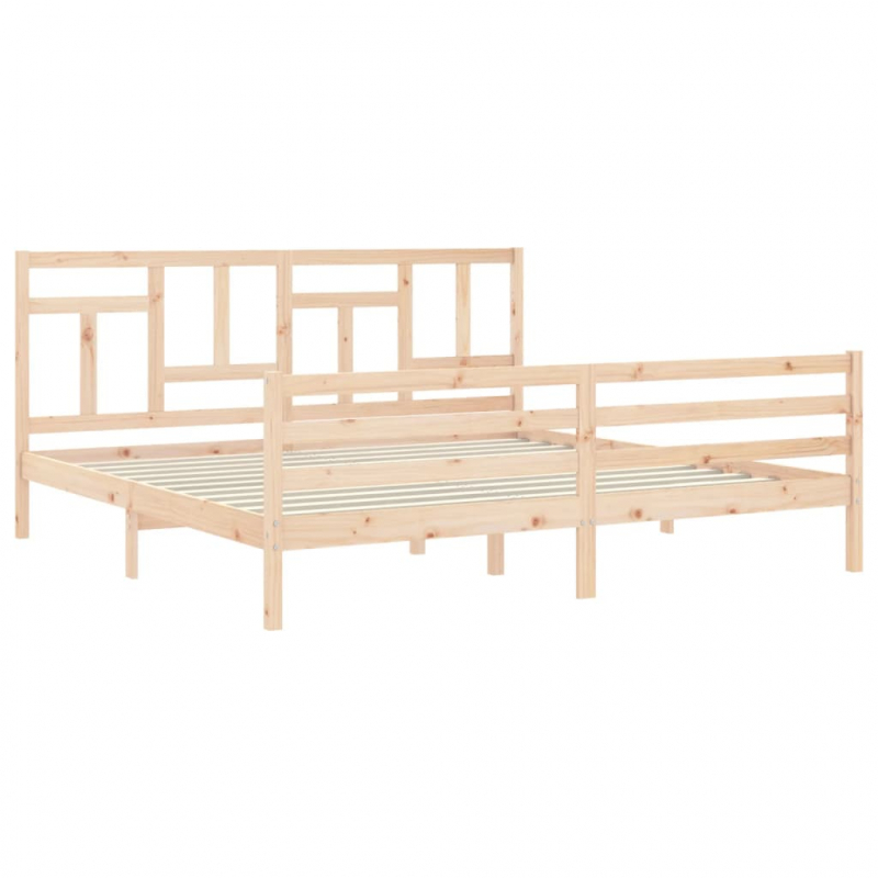 Massivholzbett mit Kopfteil 200x200 cm