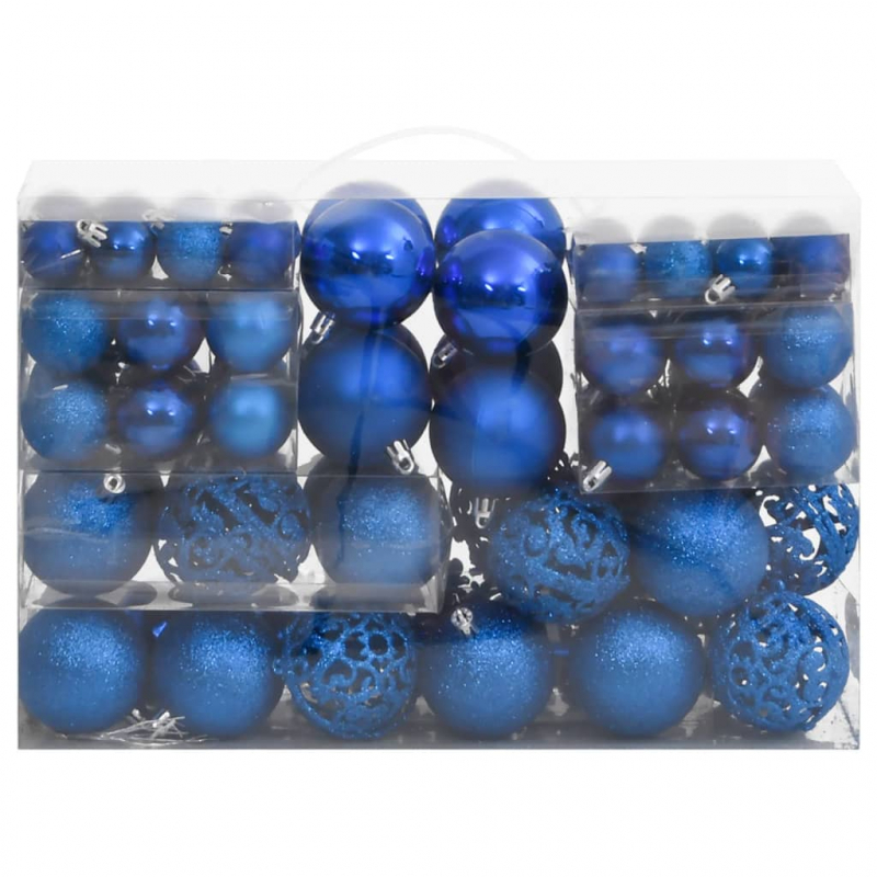 111-tlg. Weihnachtskugel-Set Blau Polystyrol
