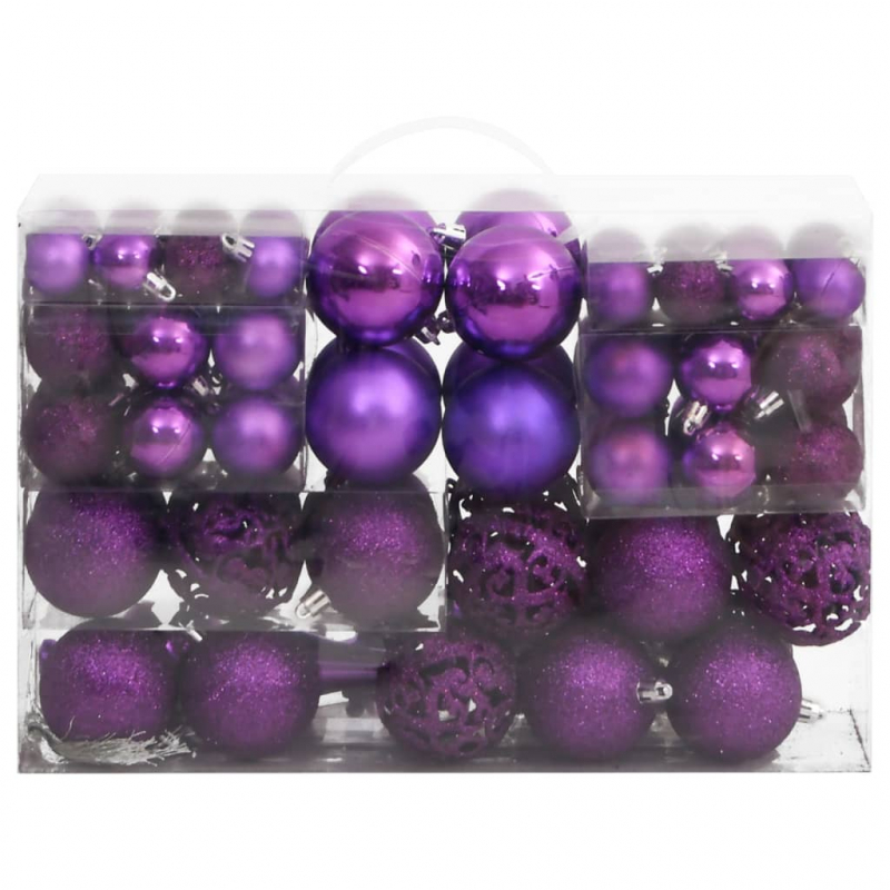 111-tlg. Weihnachtskugel-Set Lila Polystyrol