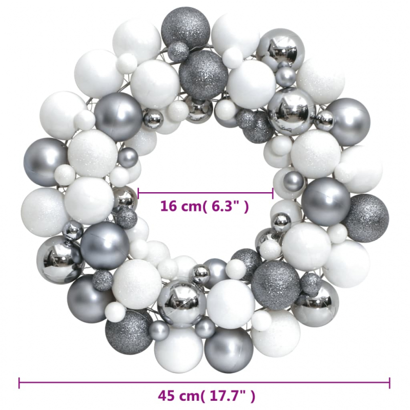 Weihnachtskranz Weiß und Grau 45 cm Polystyrol