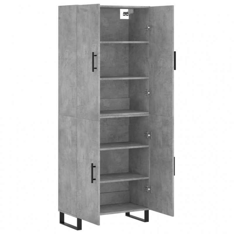 Highboard Betongrau 69,5x34x180 cm Holzwerkstoff