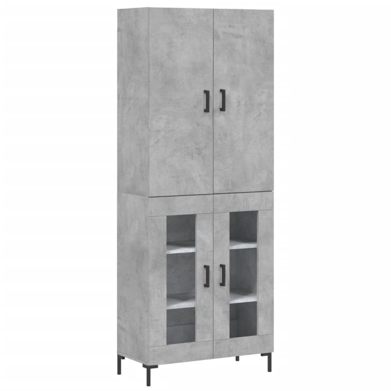 Highboard Betongrau 69,5x34x180 cm Holzwerkstoff