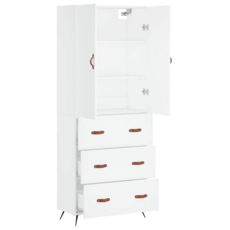 Highboard Weiß 69,5x34x180 cm Holzwerkstoff