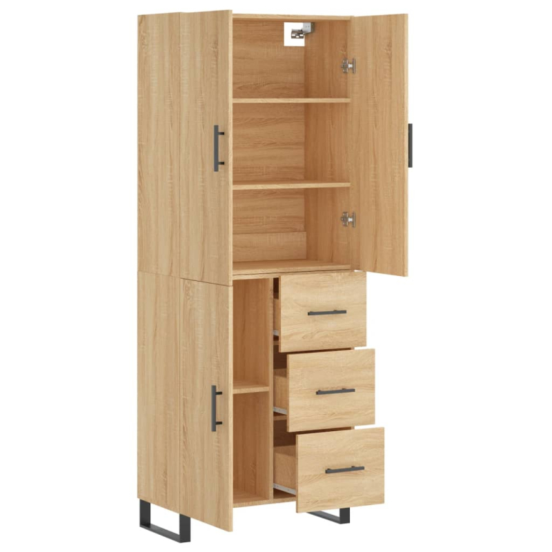 Highboard Sonoma-Eiche 69,5x34x180 cm Holzwerkstoff