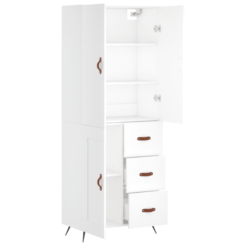 Highboard Weiß 69,5x34x180 cm Holzwerkstoff