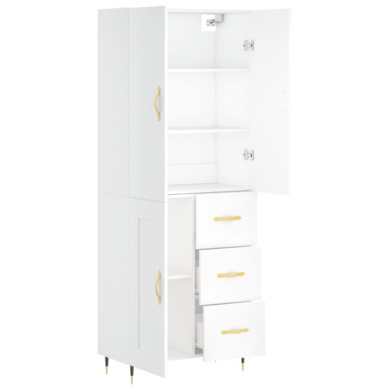 Highboard Weiß 69,5x34x180 cm Holzwerkstoff