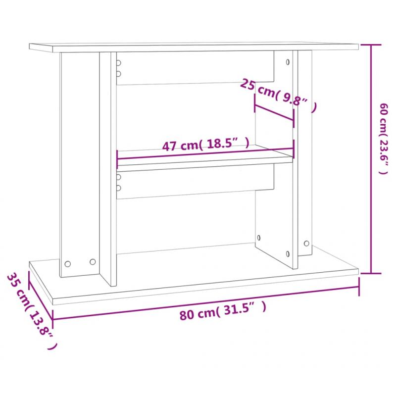 Aquariumständer Weiß 80x35x60 cm Holzwerkstoff