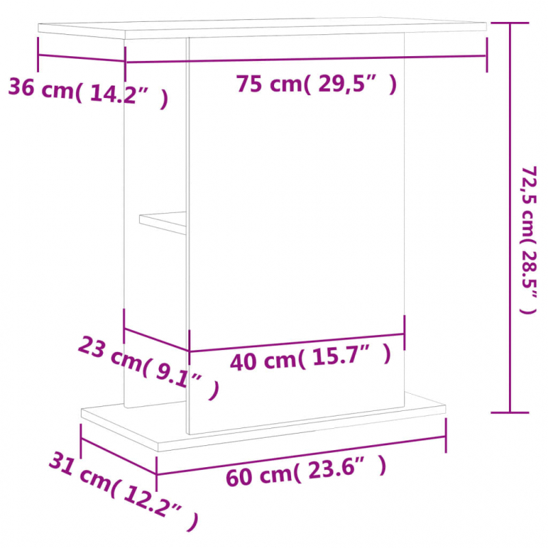 Aquariumständer Grau Sonoma 75x36x72,5 cm Holzwerkstoff