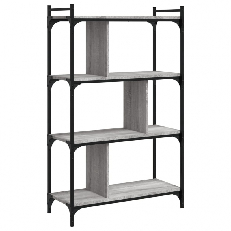 Bücherregal 4 Böden Grau Sonoma 76x32x123 cm Holzwerkstoff