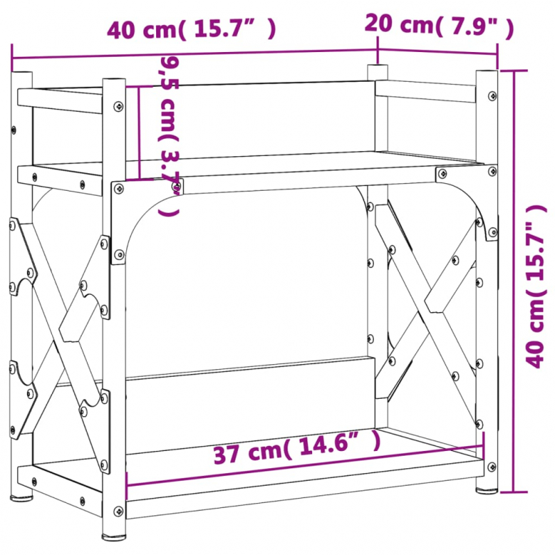 Druckerständer 2 Ablagen Braun Eichen-Optik 40x20x40 cm