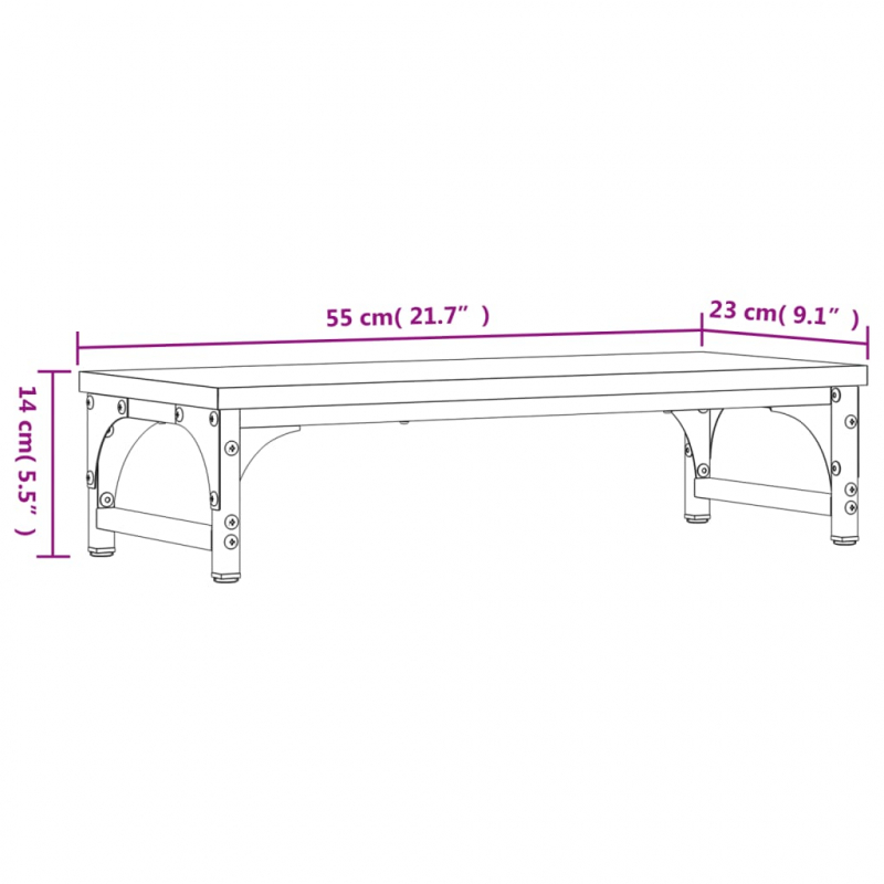 Monitorständer Braun Eichen-Optik 55x23x14 cm Holzwerkstoff