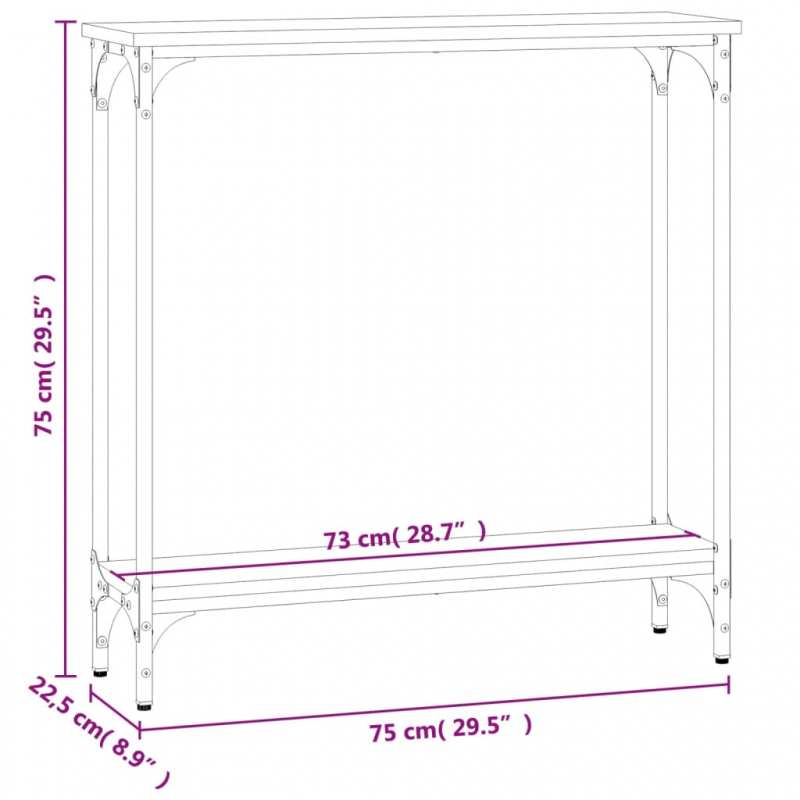 Konsolentisch Schwarz 75x22,5x75 cm Holzwerkstoff