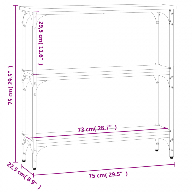 Konsolentisch Schwarz 75x22,5x75 cm Holzwerkstoff