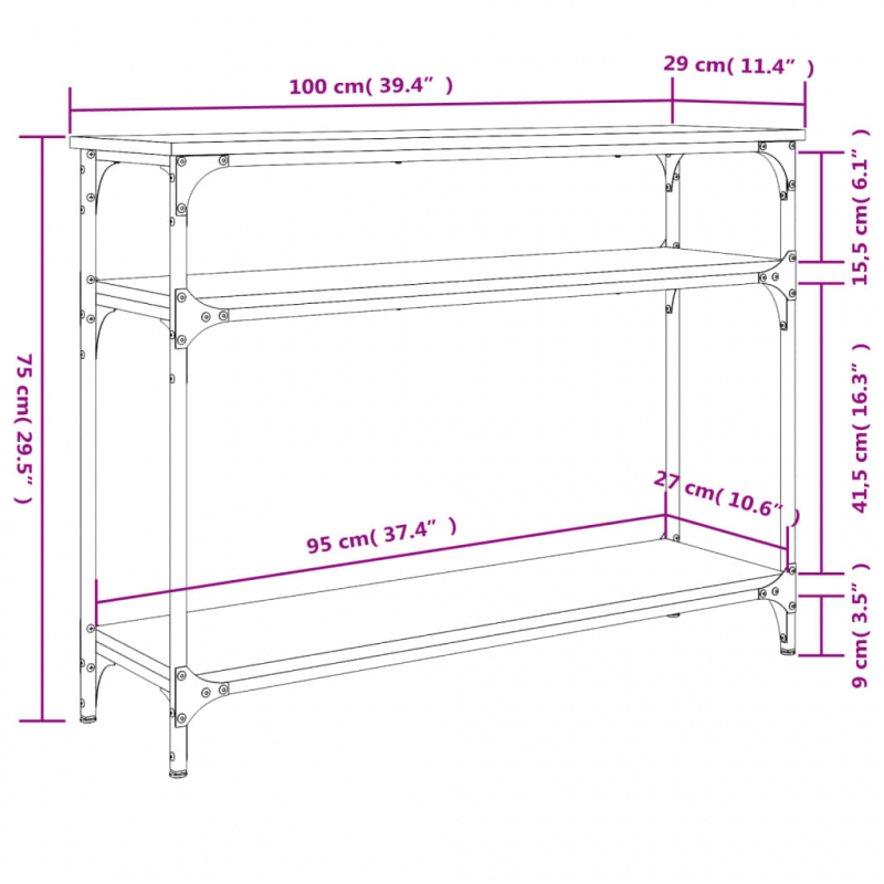 Konsolentisch Schwarz 100x29x75 cm Holzwerkstoff