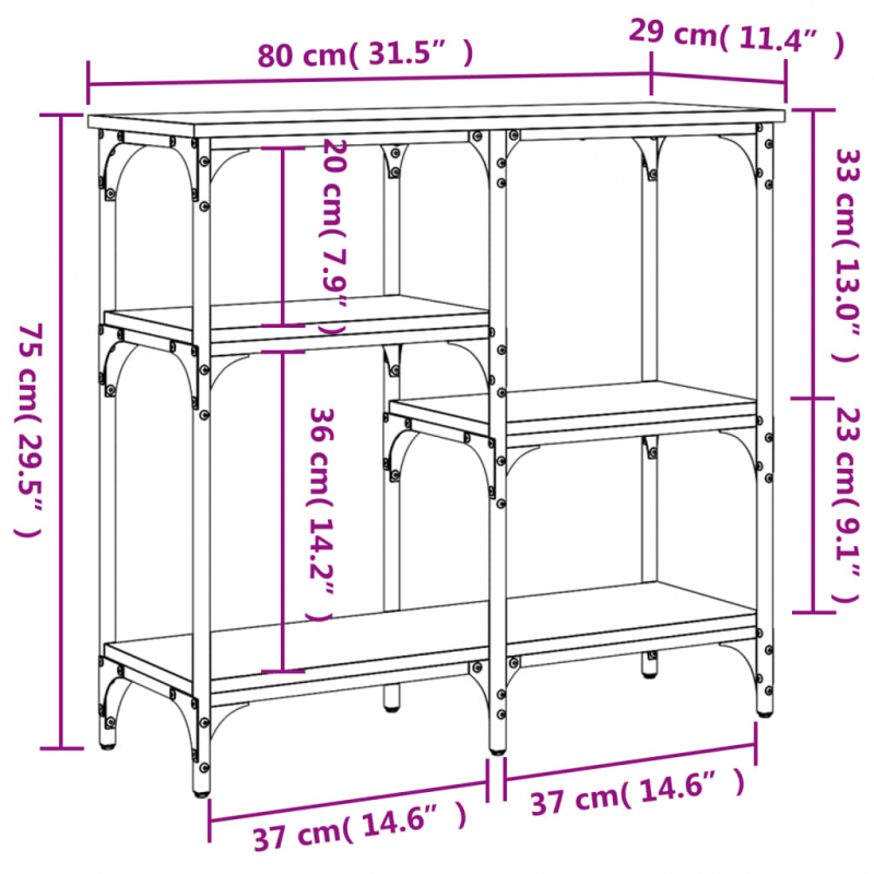 Konsolentisch Sonoma-Eiche 80x29x75 cm Holzwerkstoff