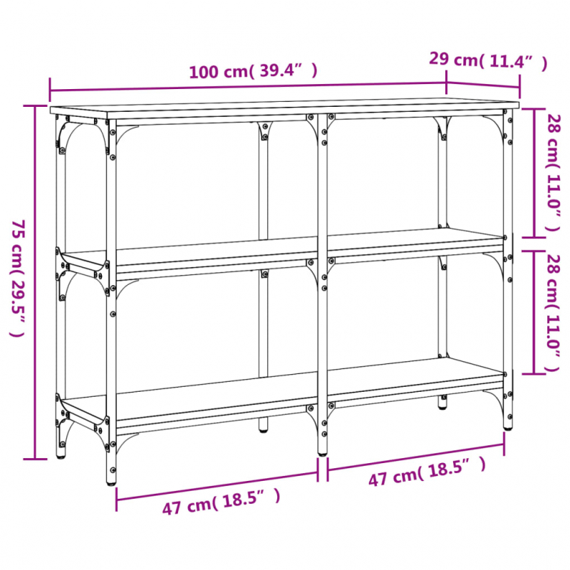 Konsolentisch Räuchereiche 100x29x75 cm Holzwerkstoff