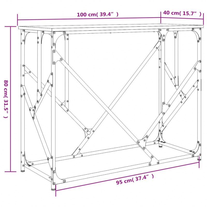 Konsolentisch Grau Sonoma 100x40x80 cm Holzwerkstoff