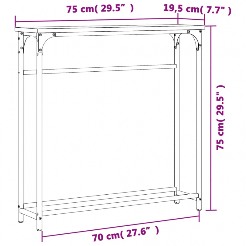 Konsolentisch Grau Sonoma 75x19,5x75 cm Holzwerkstoff