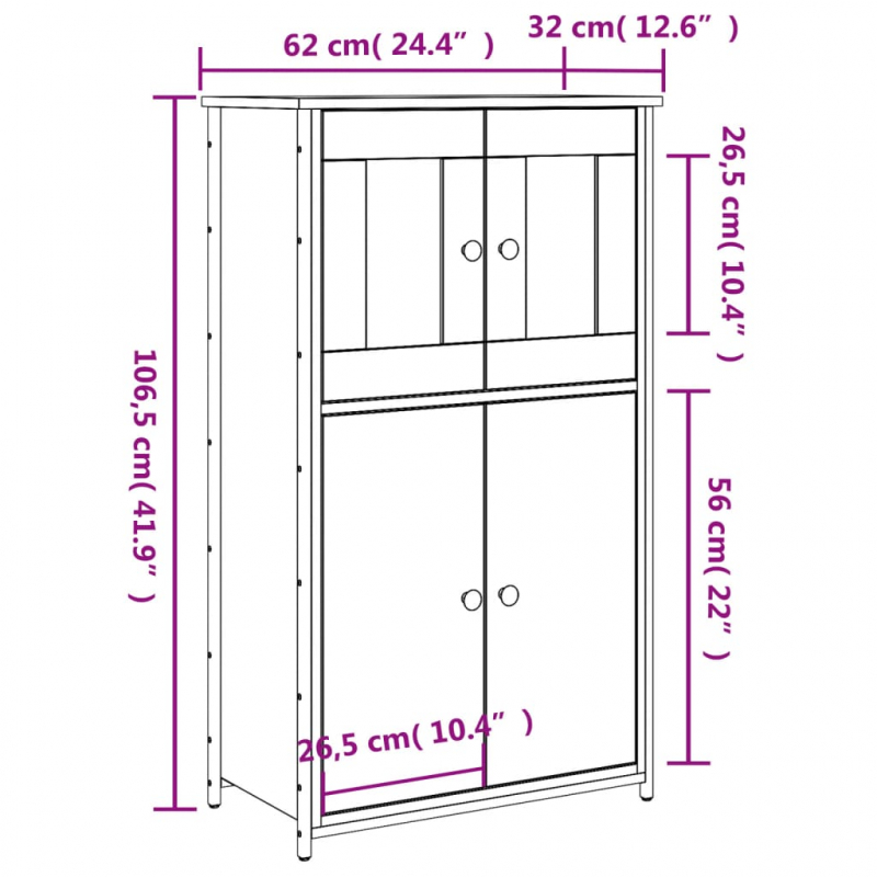 Highboard Schwarz 62x32x106,5 cm Holzwerkstoff
