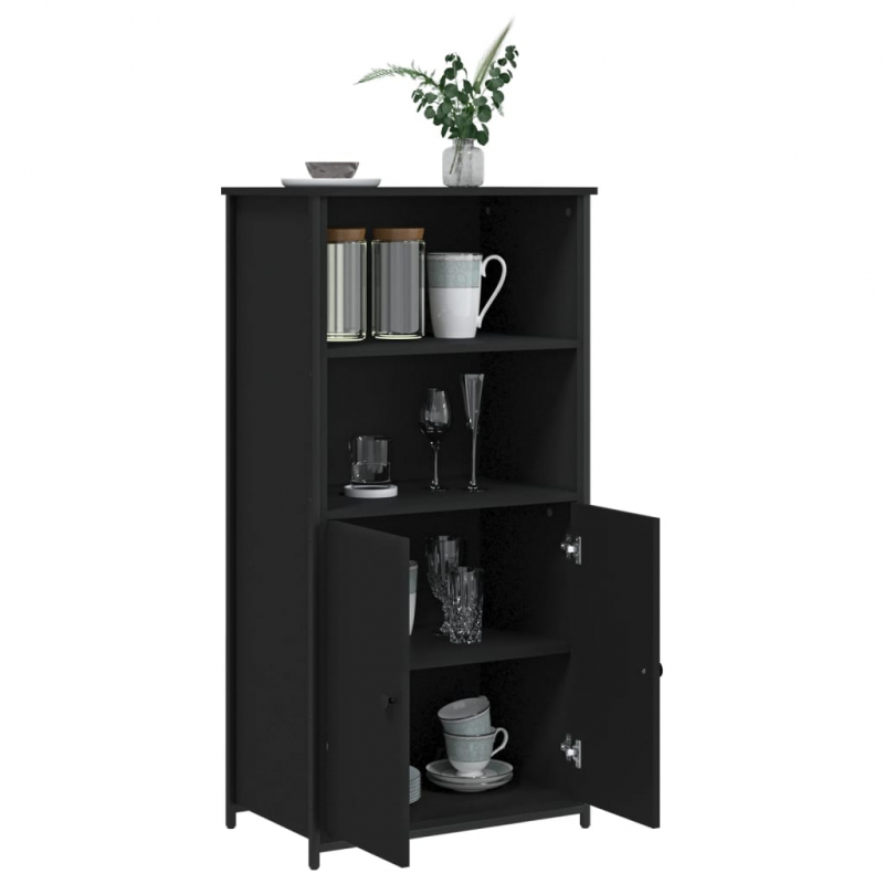Highboard Schwarz 62x36x121,5 cm Holzwerkstoff