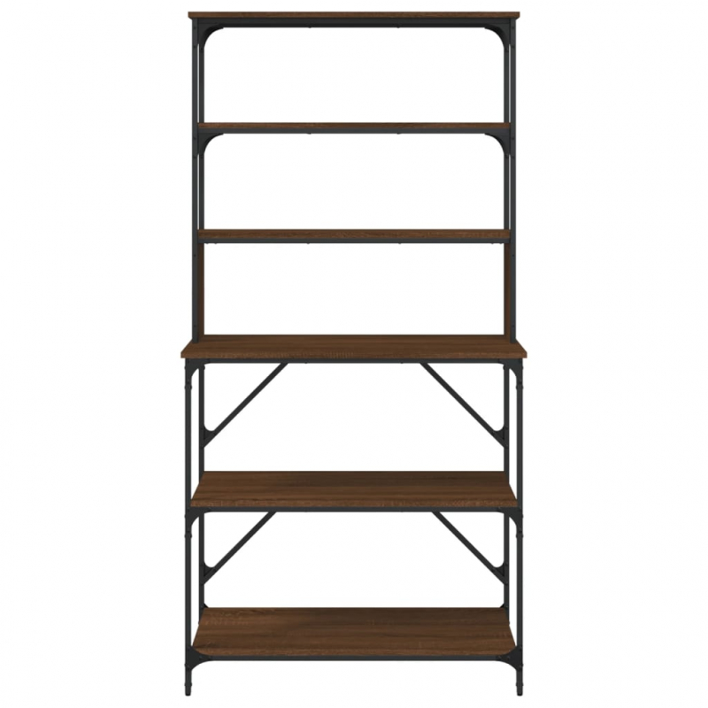 Bäckerregal 6 Fächer Braun Eichen-Optik 90x40x180 cm