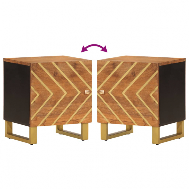 Nachttische 2 Stk. Braun und Schwarz Massivholz Mango