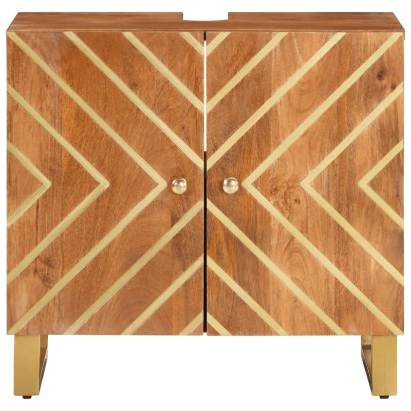 Waschbeckenunterschrank Braun und Schwarz Massivholz Mango