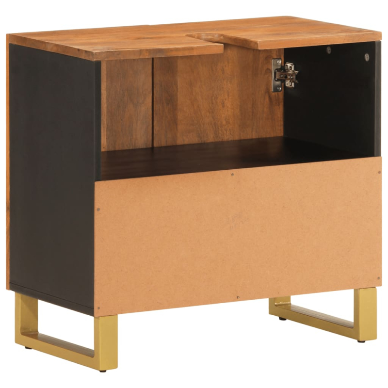Waschbeckenunterschrank Braun und Schwarz Massivholz Mango