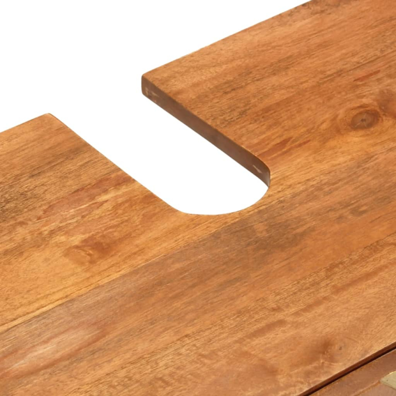 Waschbeckenunterschrank Braun und Schwarz Massivholz Mango