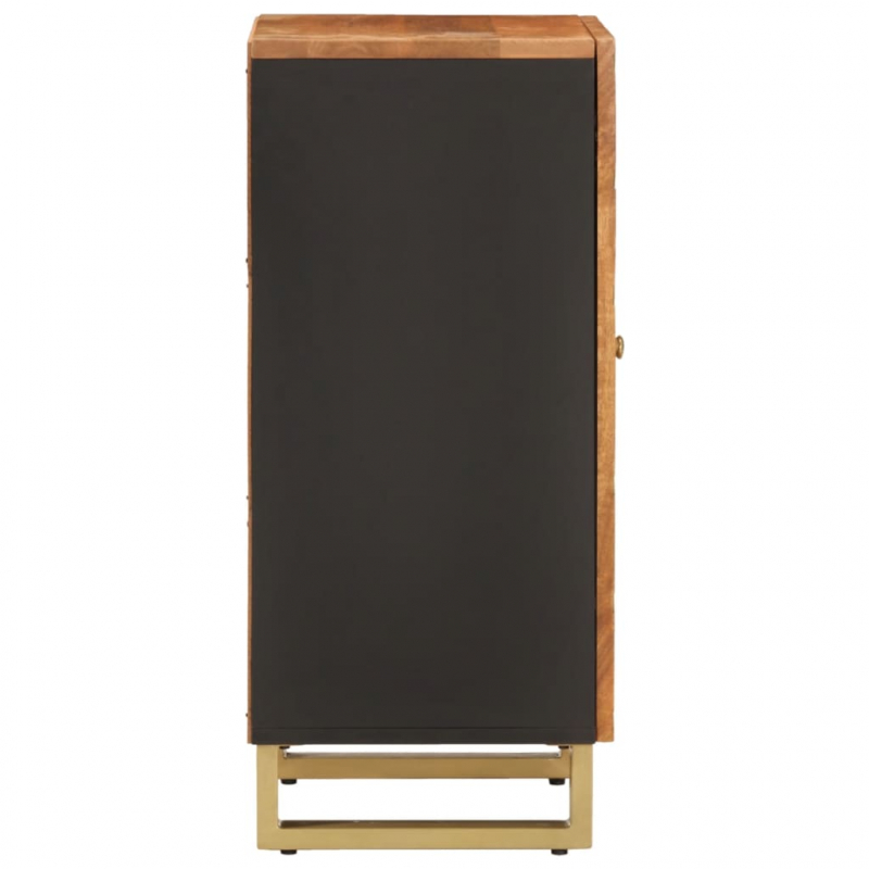 Beistellschrank Braun und Schwarz 40x33,5x75 Massivholz Mango