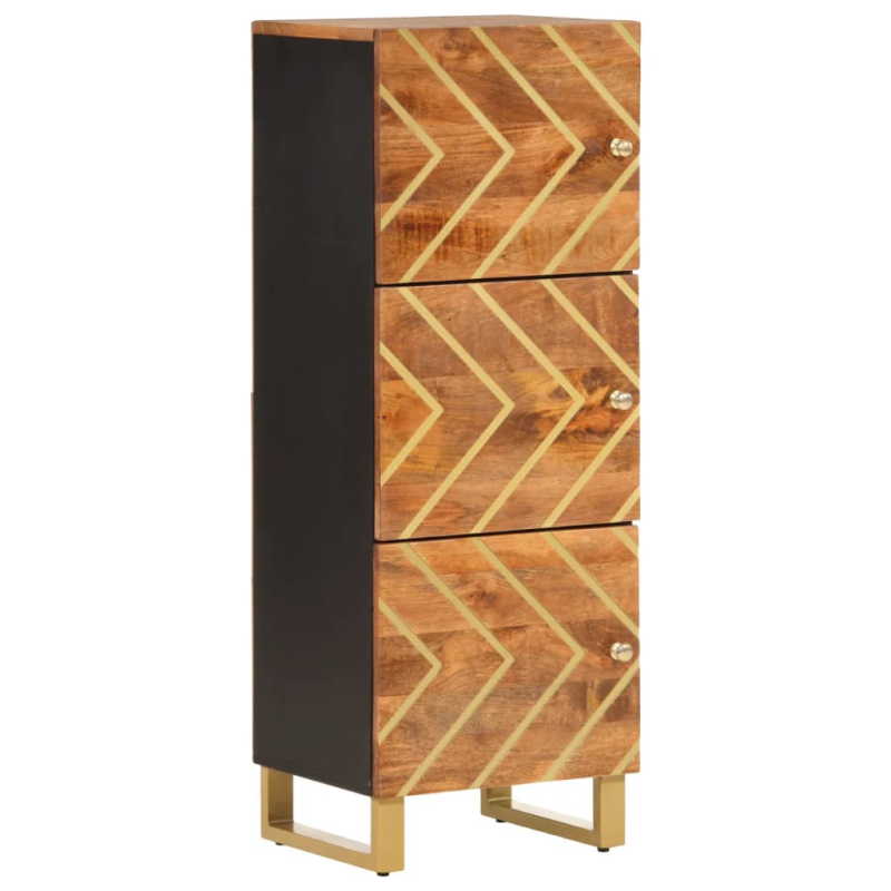Highboard Braun und Schwarz 40x33,5x110 cm Massivholz Mango