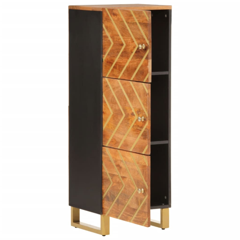 Highboard Braun und Schwarz 40x33,5x110 cm Massivholz Mango