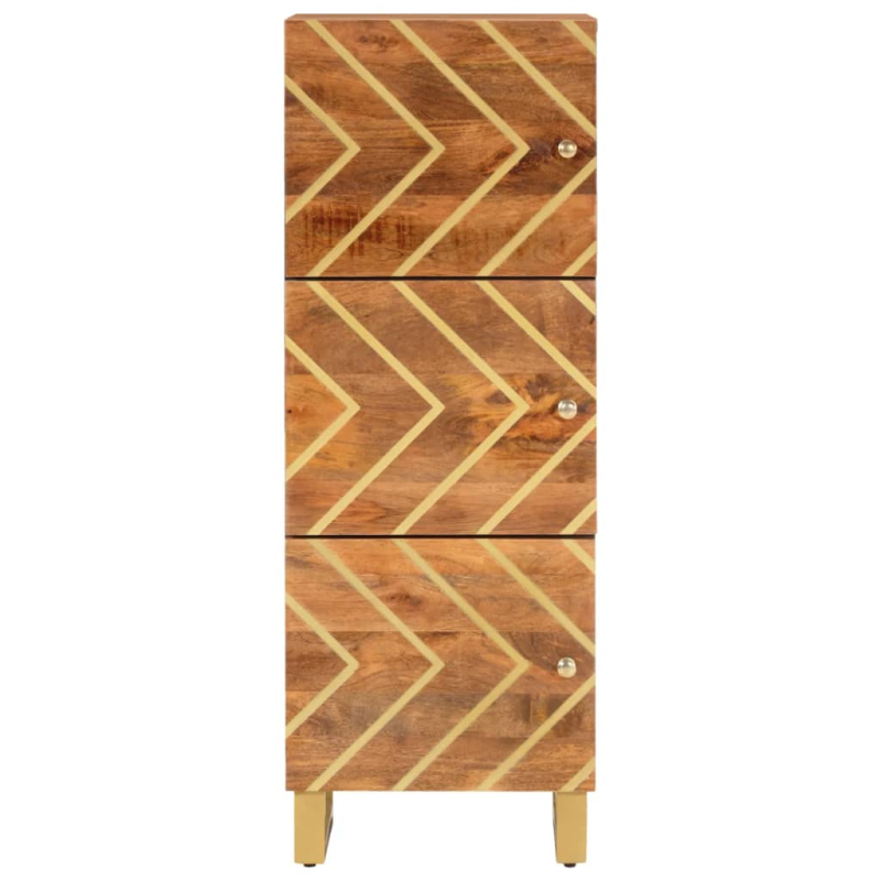 Highboard Braun und Schwarz 40x33,5x110 cm Massivholz Mango