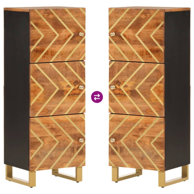 Highboard Braun und Schwarz 40x33,5x110 cm Massivholz Mango