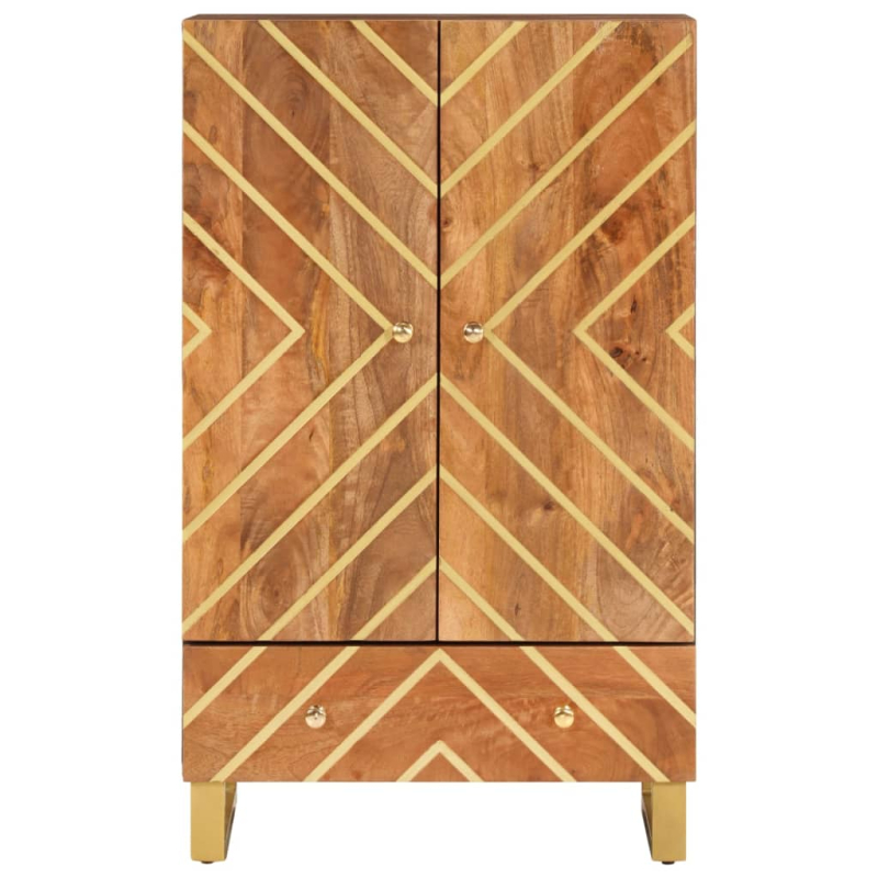 Highboard Braun und Schwarz 60x33,5x100 cm Massivholz Mango