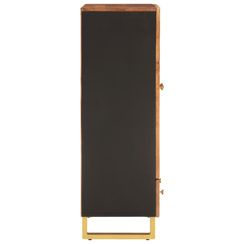 Highboard Braun und Schwarz 60x33,5x100 cm Massivholz Mango