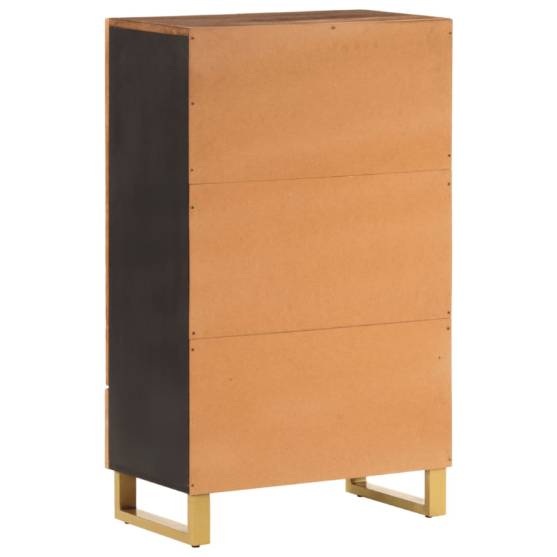 Highboard Braun und Schwarz 60x33,5x100 cm Massivholz Mango