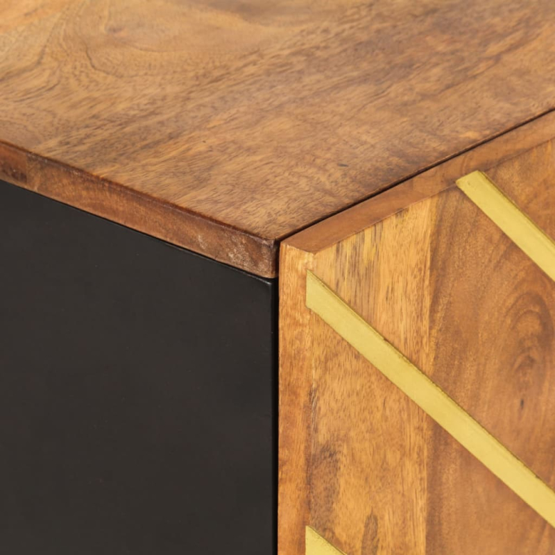 Highboard Braun und Schwarz 60x33,5x100 cm Massivholz Mango