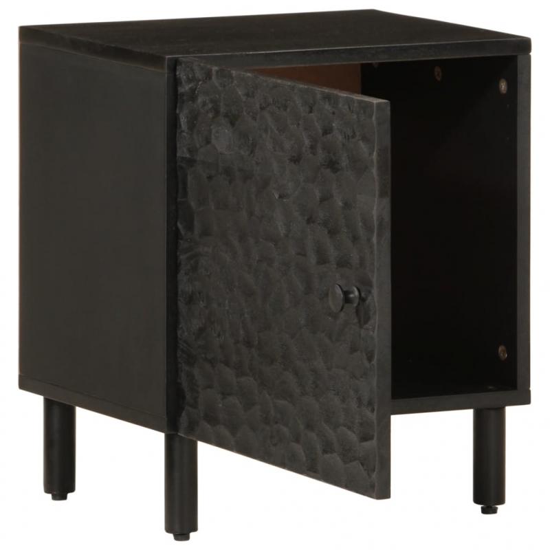 Nachttisch Schwarz 40x33x46 cm Massivholz Mango