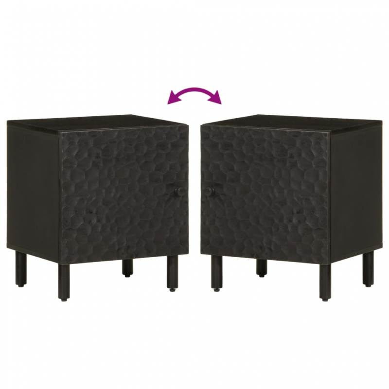 Nachttisch Schwarz 40x33x46 cm Massivholz Mango