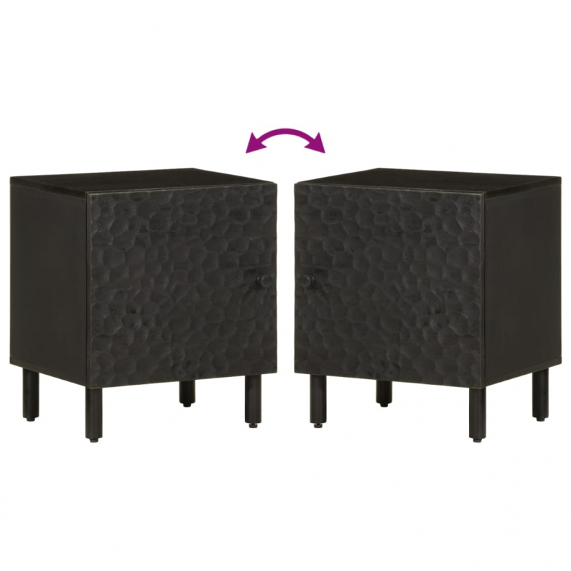 Nachttische 2 Stk. Schwarz 40x33x46 cm Massivholz Mango