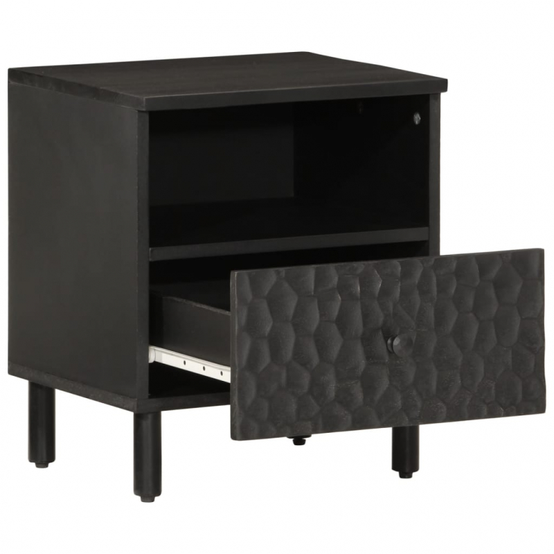Nachttisch Schwarz 40x33x46 cm Massivholz Mango