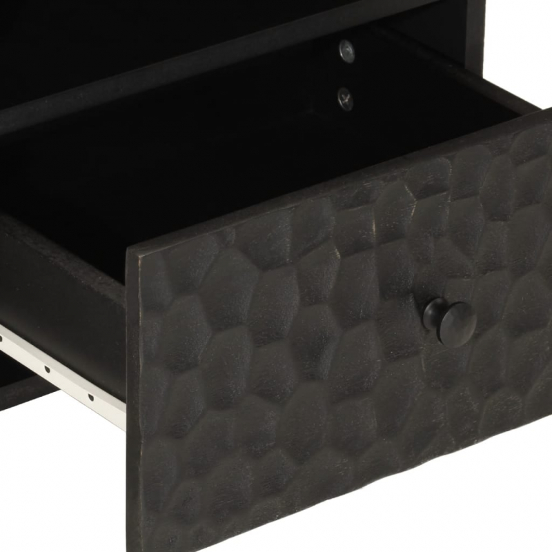 Nachttisch Schwarz 40x33x46 cm Massivholz Mango