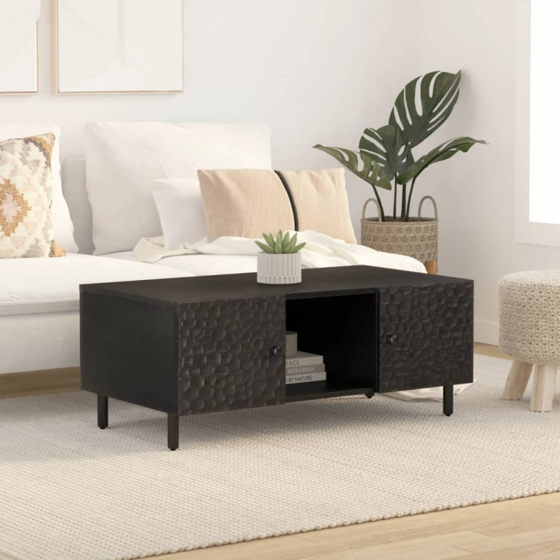 Couchtisch Schwarz 100x54x40 cm Massivholz Mango