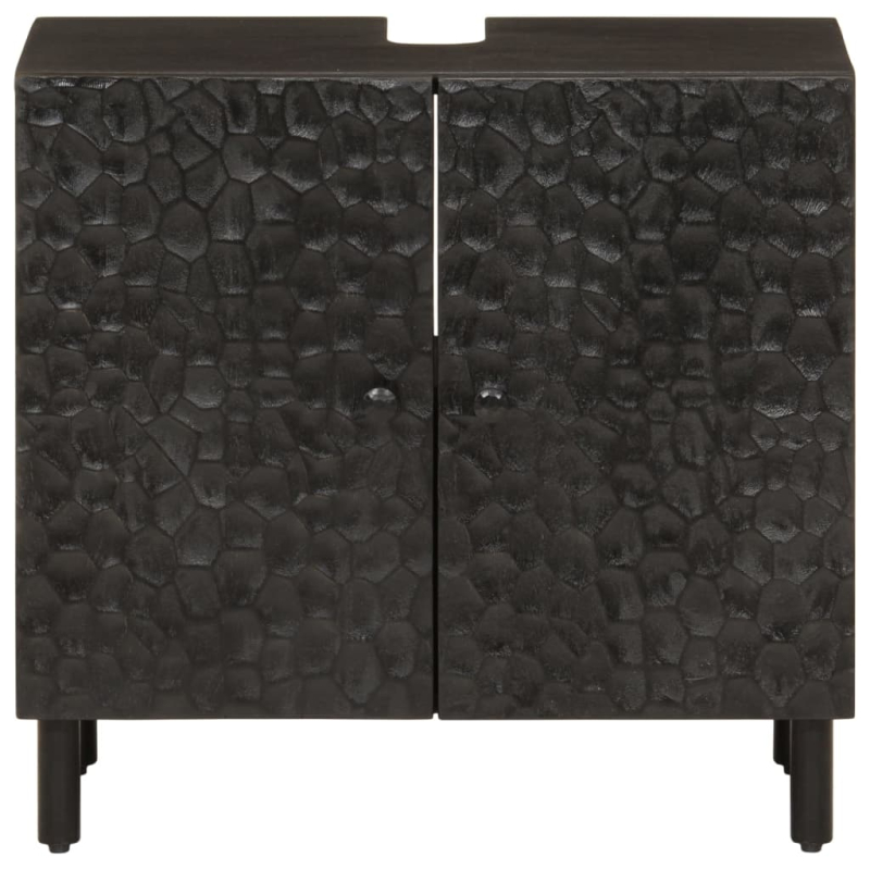 Waschbeckenunterschrank Schwarz 62x33x58 cm Massivholz Mango