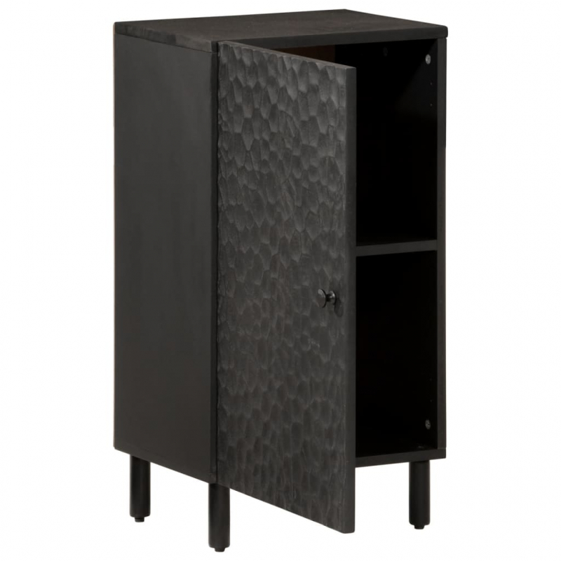 Beistellschrank Schwarz 40x33x75 cm Massivholz Mango