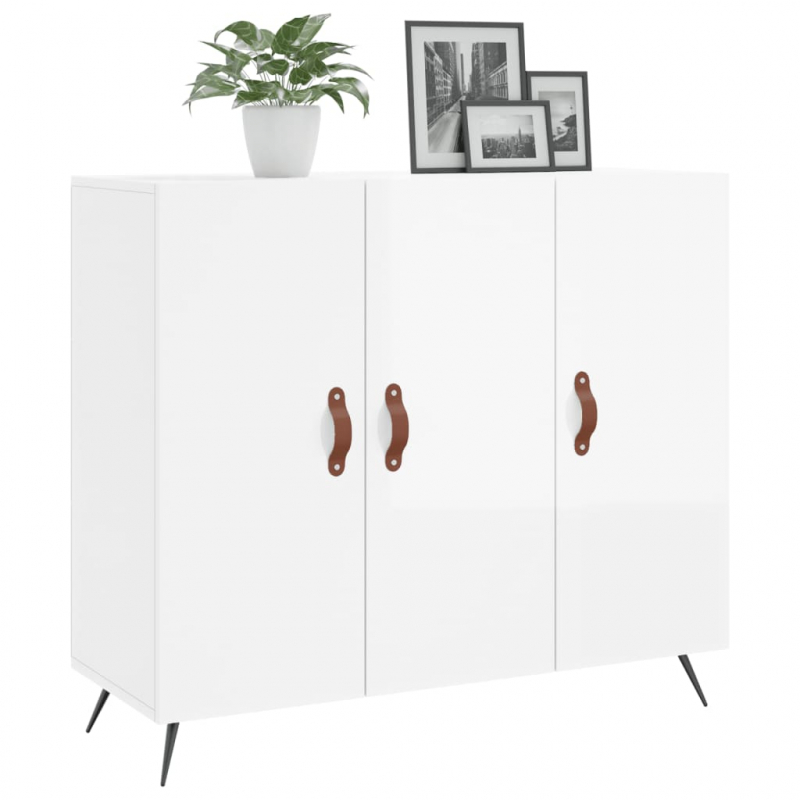 Sideboard Hochglanz-Weiß 90x34x80 cm Holzwerkstoff